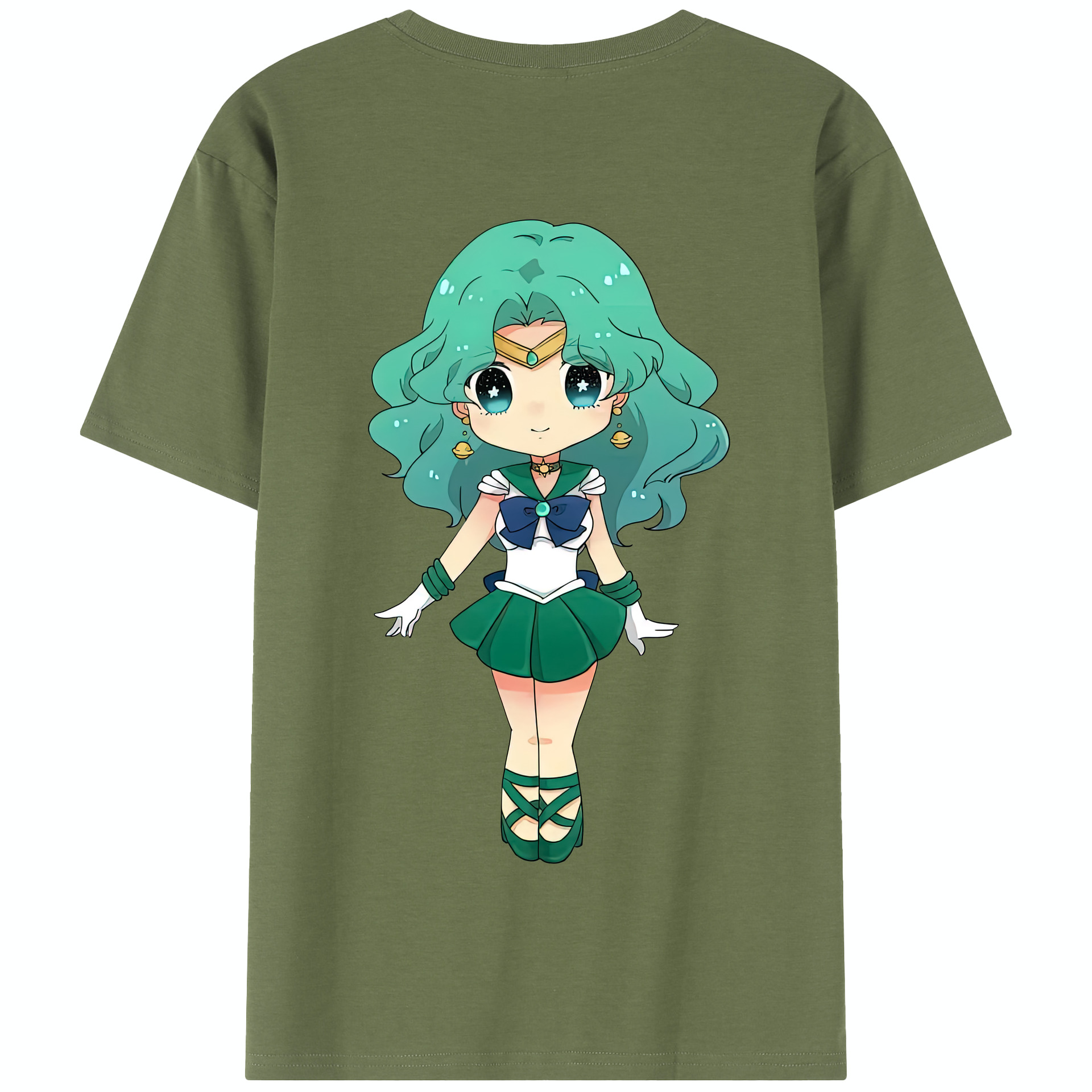 （画像用） 美少女戦士セーラームーン 海王 みちる（かいおう みちる） Sailor Moon Kaiou Michiru 綿100％半袖Tシャツ（背面プリント）